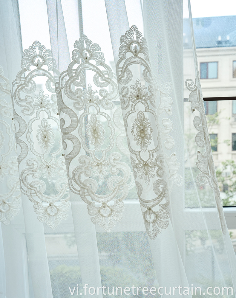 3D Embroidery Beaded Shading Curtain Sheer